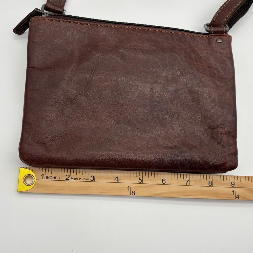 Jack Georges Brown Leather Embossed Floral Crossbody Bag Purse - Picture 7 of 9